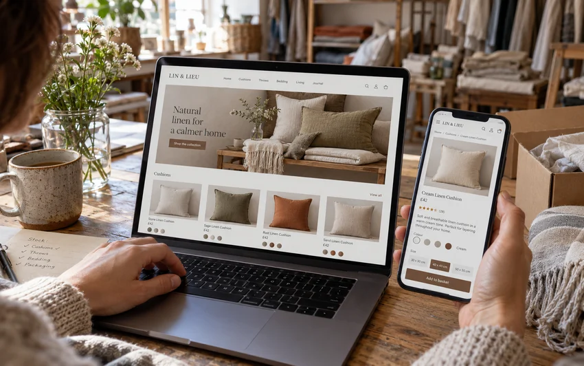 Design de boutique en ligne — étude illustrative